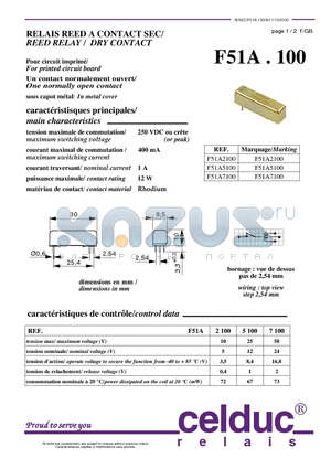 F51A5100 datasheet - REED RELAY /  DRY CONTACT