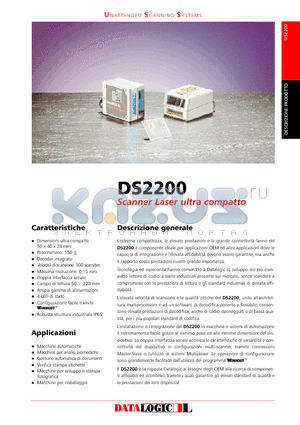 DS2200 datasheet - Scanner Laser ultra compatto