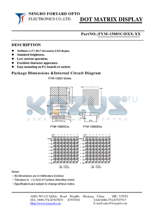 FYM-15883CXX datasheet - DOTMATRIX DISPLAY