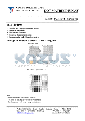 FYM-15FF1AX datasheet - DOTMATRIX DISPLAY