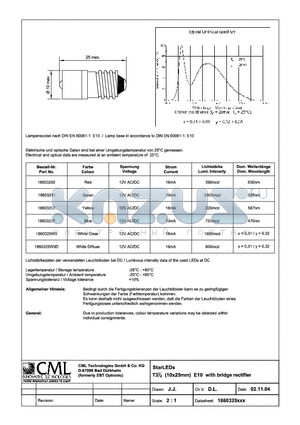 1860325W3 datasheet - StarLEDs T31/4 (10x25mm) E10 with bridge rectifier