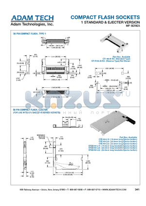 CFEB-50-L15 datasheet - COMPACT FLASH SOCKETS 1 STANDARD & EJECTER VERSION