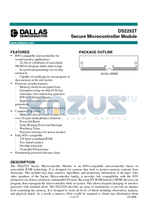 DS2252T datasheet - Secure Microcontroller Module