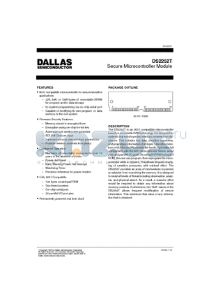 DS2252T datasheet - Secure Microcontroller Module