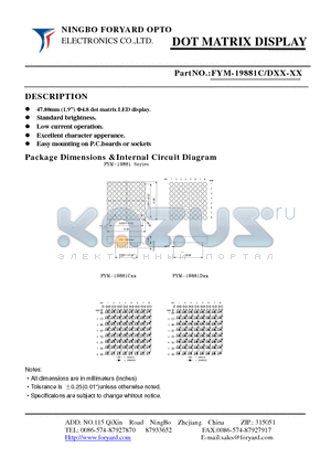 FYM-19881CXX-0 datasheet - DOTMATRIX DISPLAY