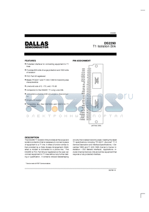 DS2290 datasheet - T1 Isolation Stik