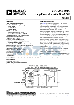 AD5421_11 datasheet - 16-Bit, Serial Input, Loop-Powered, 4 mA to 20 mA DAC