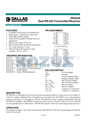 DS232AE datasheet - Dual RS-232 Transmitter/Receiver