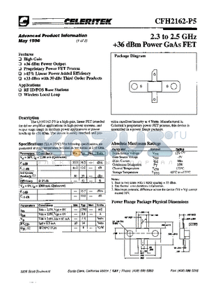 CFH2162-P5 datasheet - 2.3 TO 2.5 GHZ 36 DBM POWER GAAS FET