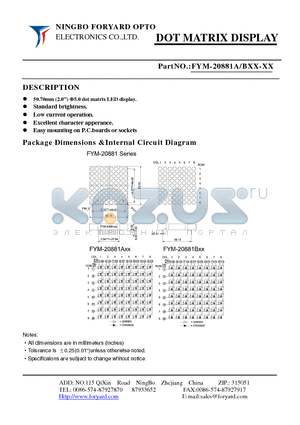 FYM-20881AXX-0 datasheet - DOTMATRIX DISPLAY