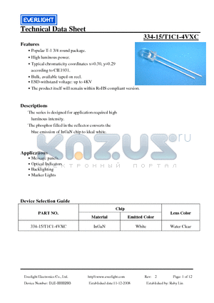 334-15-T1C1-4VXC datasheet - Popular T-1 3/4 round package.