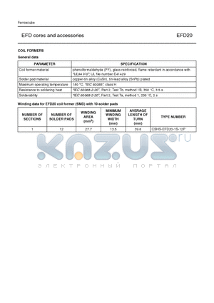 CSHS-EFD20-1S-12P datasheet - EFD cores and accessories