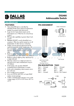 DS2405Z datasheet - Addressable Switch