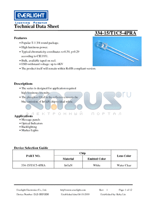 334-15-T1C5-4PRA_11 datasheet - Popular T-1 3/4 round package.