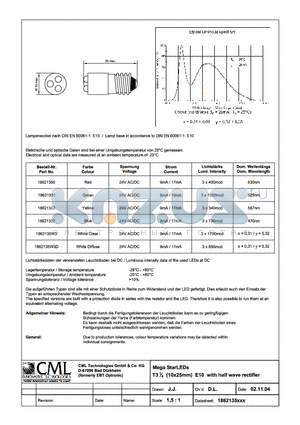 18621350 datasheet - Mega StarLEDs T31/4 (10x25mm) E10 with half wave rectifier