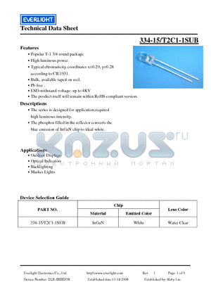 334-15-T2C1-1SUB datasheet - Popular T-1 3/4 round package