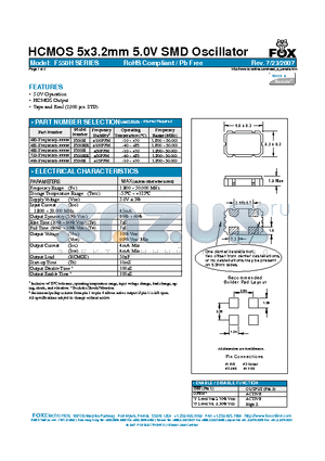 F556H datasheet - HCMOS 5x3.2mm 5.0V SMD Oscillator
