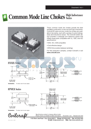 F5585-AL datasheet - Common Mode Line Chokes