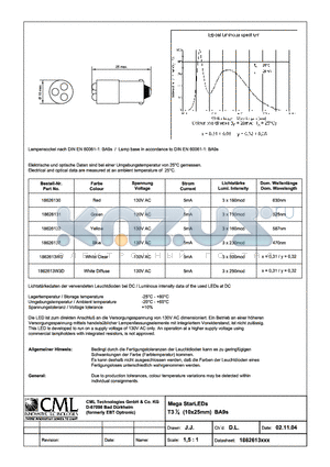 1862613W3D datasheet - Mega StarLEDs T31/4 (10x25mm) BA9s