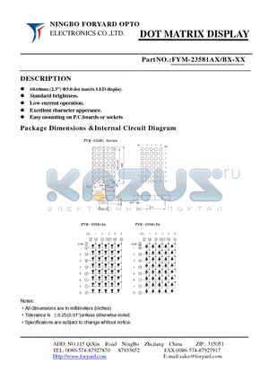 FYM-23581AX-3 datasheet - DOTMATRIX DISPLAY