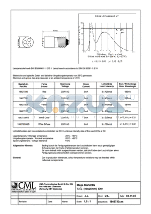 18627230 datasheet - Mega StarLEDs T31/4 (10x25mm) E10