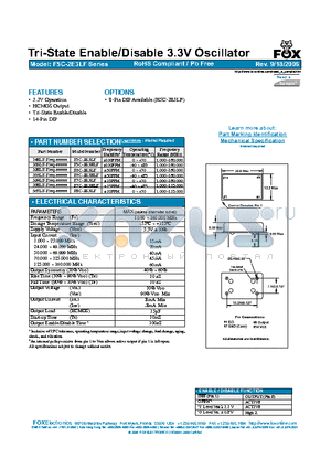 F5C-2E3RLF datasheet - Tri-State Enable/Disable 3.3V Oscillator