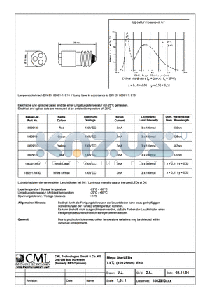 18629132 datasheet - Mega StarLEDs T31/4 (10x25mm) E10