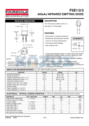 F5E2 datasheet - AlGaAs INFRARED EMITTING DIODE