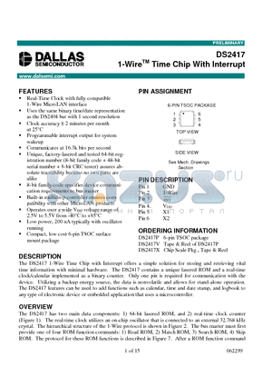 DS2417P datasheet - 1-Wire Time Chip With Interrupt