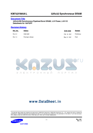 KM732V595A datasheet - 32Kx32 Synchronous SRAM