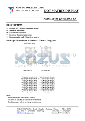 FYM-23881CXX-3 datasheet - DOTMATRIX DISPLAY