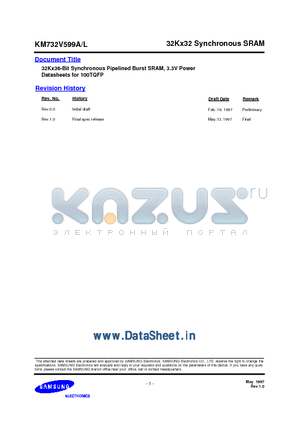 KM732V599A datasheet - 32Kx32 Synchronous SRAM
