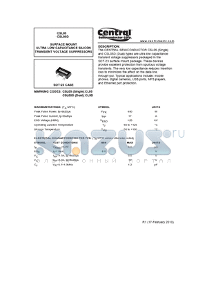 CSL05_10 datasheet - SURFACE MOUNT ULTRA LOW CAPACITANCE SILICON TRANSIENT VOLTAGE SUPPRESSORS