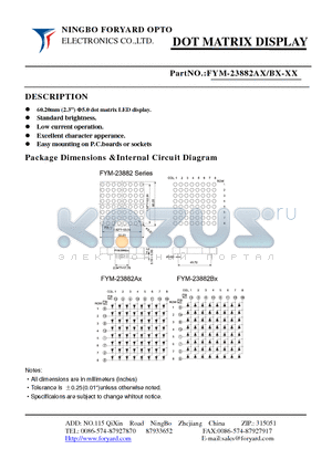 FYM-23882AX-0 datasheet - DOTMATRIX DISPLAY