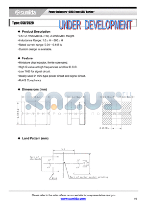 CSLF2520NP-121MC datasheet - Power Inductors <SMD Type: CSLF Series>