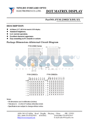 FYM-23882CX-2 datasheet - DOTMATRIX DISPLAY