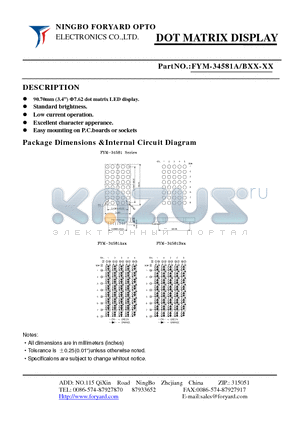 FYM-34581AXX-0 datasheet - DOTMATRIX DISPLAY