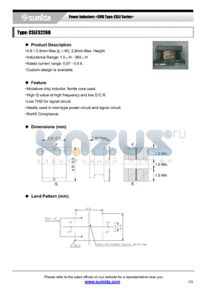 CSLF3226B datasheet - Power Inductors