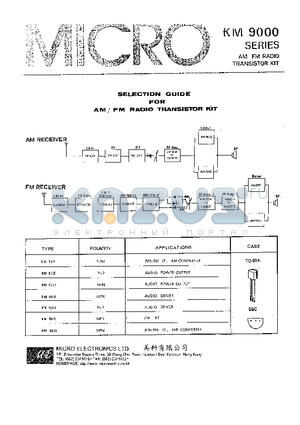 KM9012 datasheet - AM/FM RADIO TRANSISTOR KIT