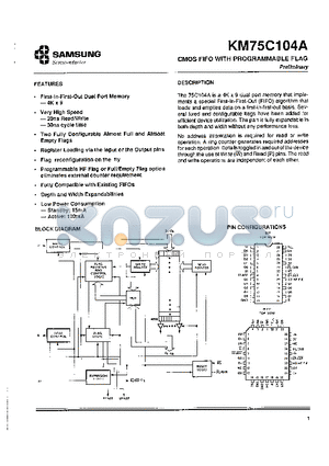 KM75C104A-20 datasheet - CMOS FIFO WITH PROGRAMMABLE FLAG