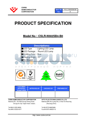 CSLR-N502SB4-B0 datasheet - LED