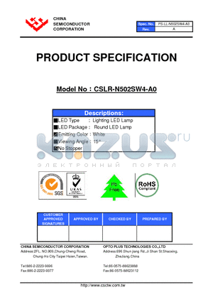 CSLR-N502SW4-A0 datasheet - LED