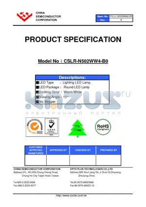 CSLR-N502WW4-B0 datasheet - LED