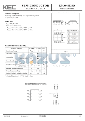 KMA010P20Q datasheet - P-Ch Trench MOSFET