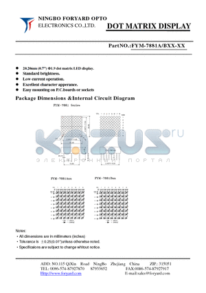 FYM-7881AXX-4 datasheet - DOTMATRIX DISPLAY