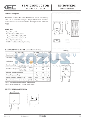 KMB054N40DC datasheet - N-Ch Trench MOSFET