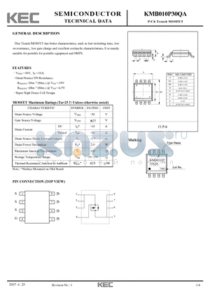 KMB010P30QA datasheet - P-Ch Trench MOSFET