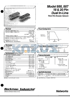 887-3-R330J datasheet - Model 888,887 18&20 pin Dual In-Line Thick Film Resistor Network