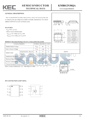 KMB012N30QA datasheet - N-Ch Trench MOSFET