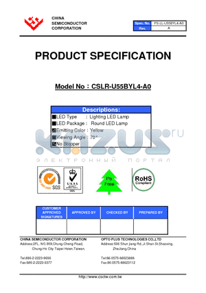 CSLR-U55BYL4-A0 datasheet - LED